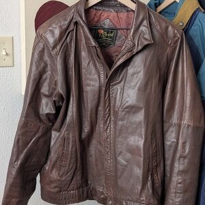 Reed Men's Classic Brown Leather Bomber Jacket